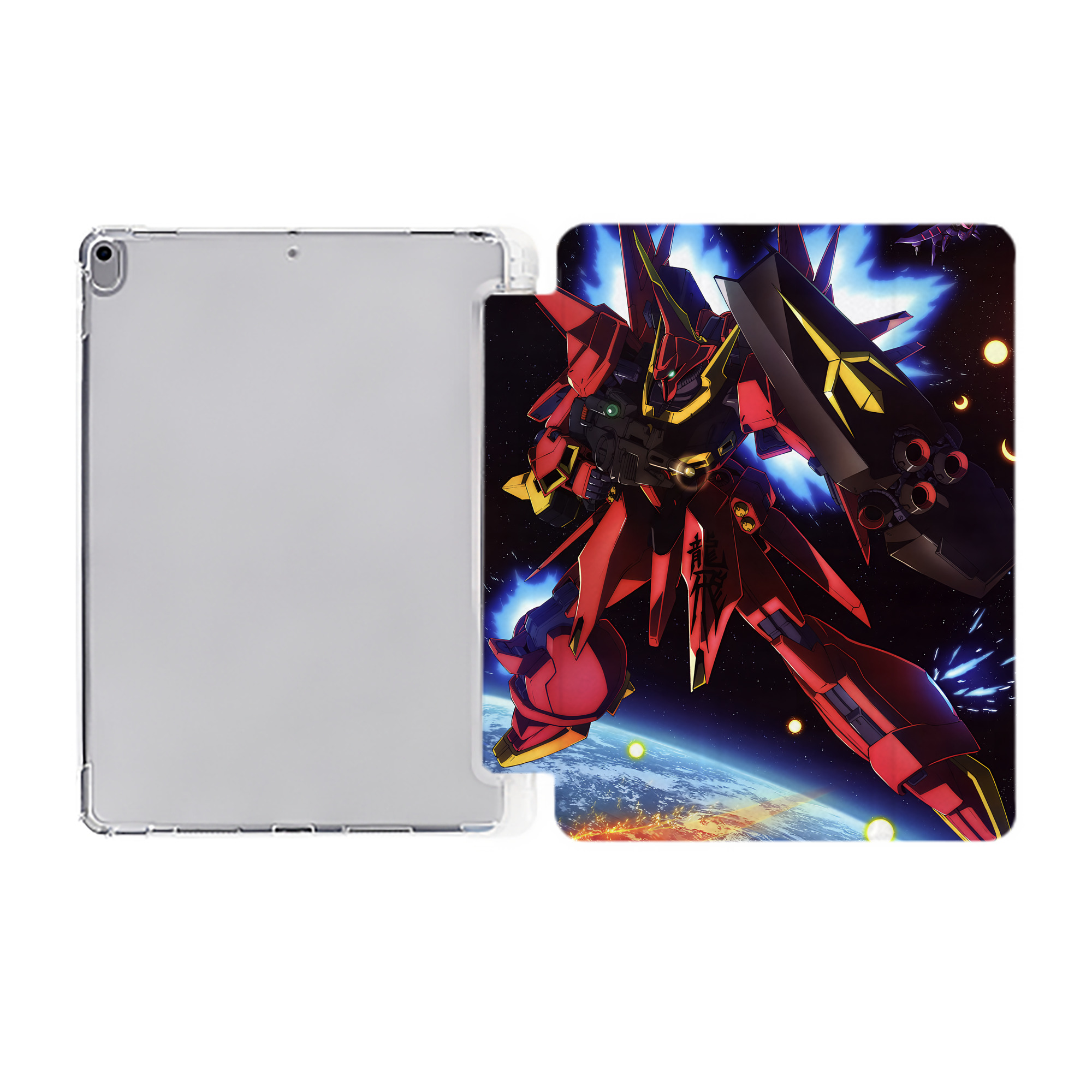 （画像用） 機動戦士ガンダム Mobile Suit Gundam IPad ケース ペン収納付き 三つ折りスタンド PUレザー×シリコン 対応機種9.5/10.5/10.9インチ